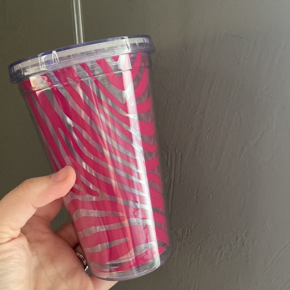 💗Pink Zebra Print Reusable Cup
